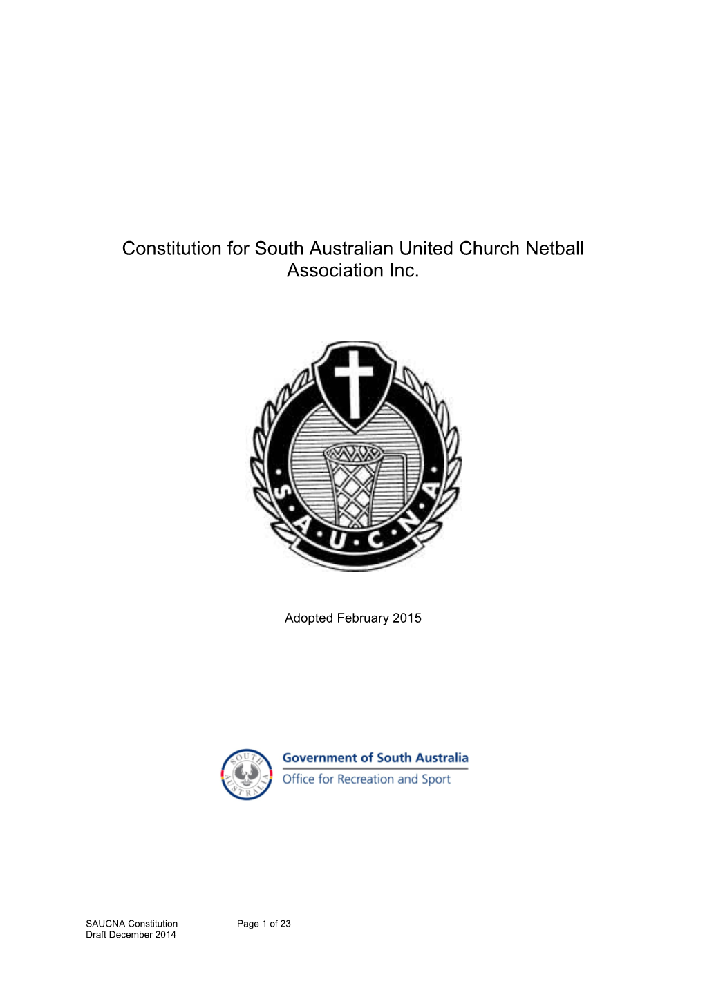 Constitution for South Australian United Church Netball Association Inc