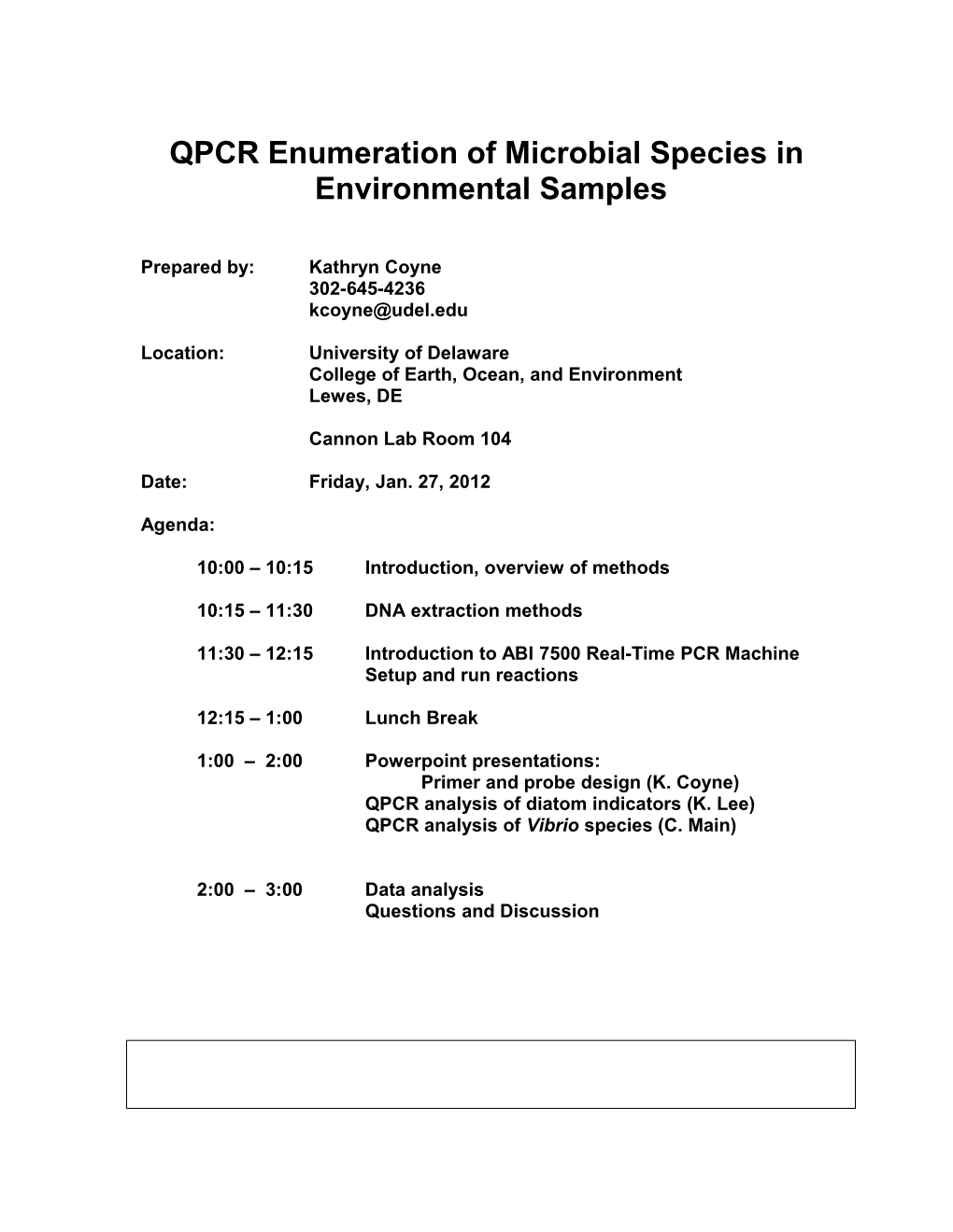 QPCR Enumeration of Microbial Species In