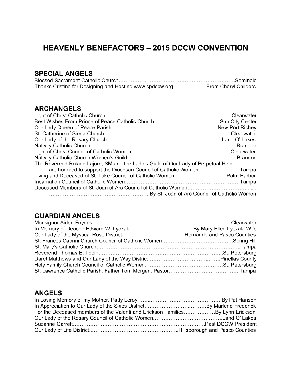 Heavenly Benefactors 2015 Dccw Convention