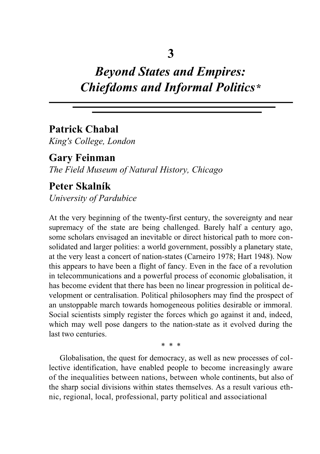 Chabal, Feinman, and Skalník / Beyondstates and Empires 1