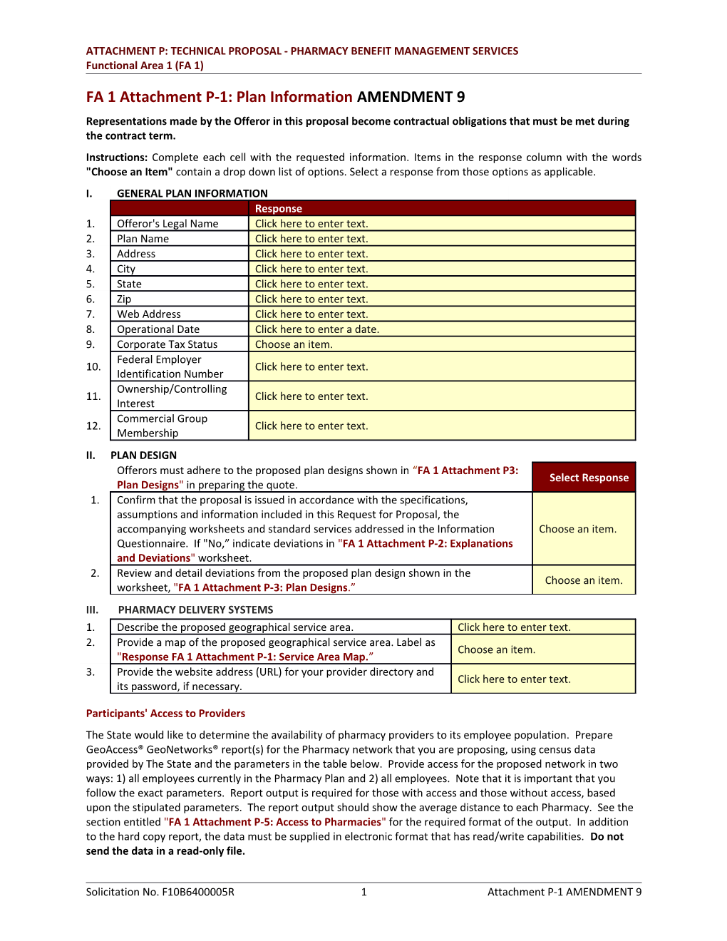 FA1 Attachment P Pharmacy Technical Proposal Amendment 9