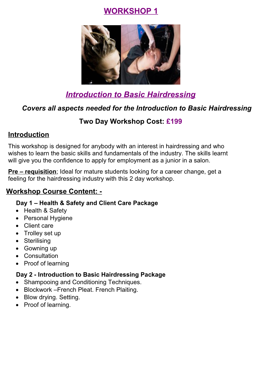Introduction to Basic Hairdressing