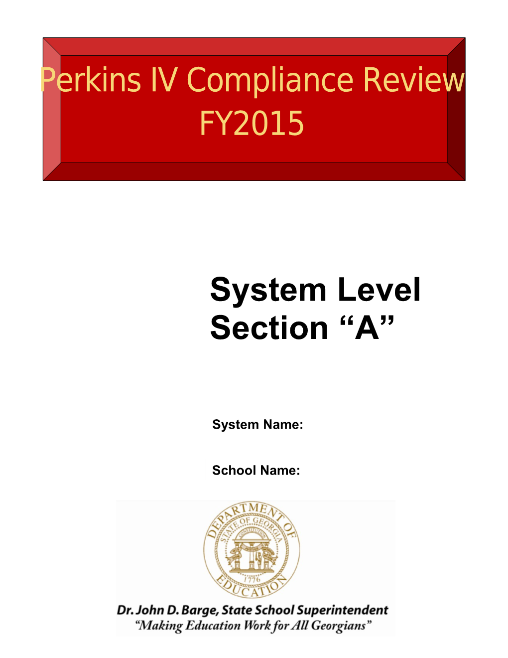 Perkins Compliance Review Process