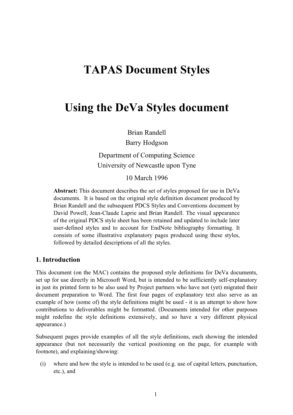 Using the Deva Styles Document