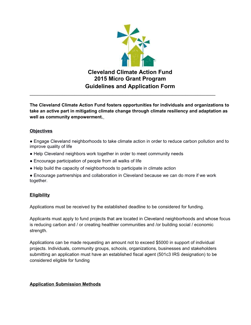 2015 CCAF Grant Application