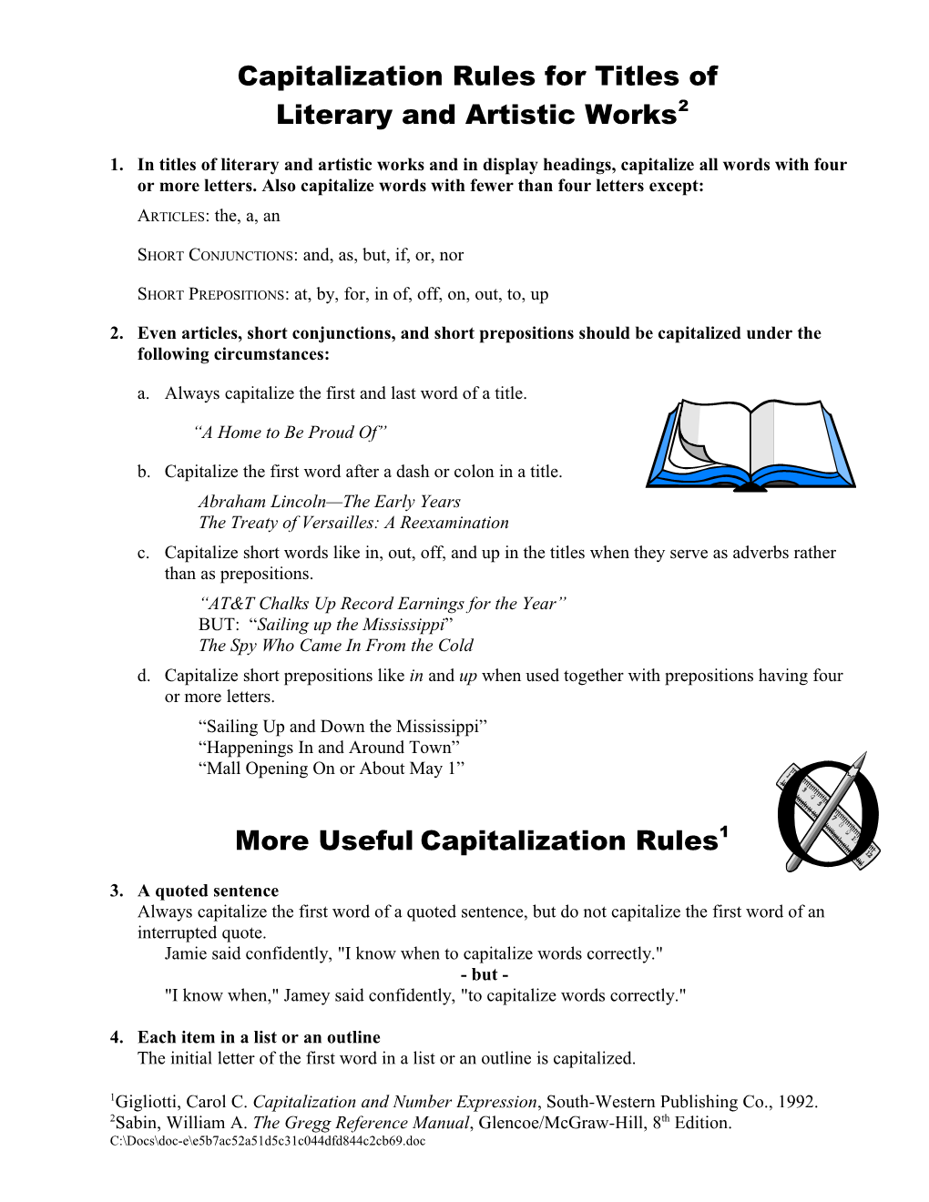 Capitalization Rules for Titles of Literary and Artistic Works