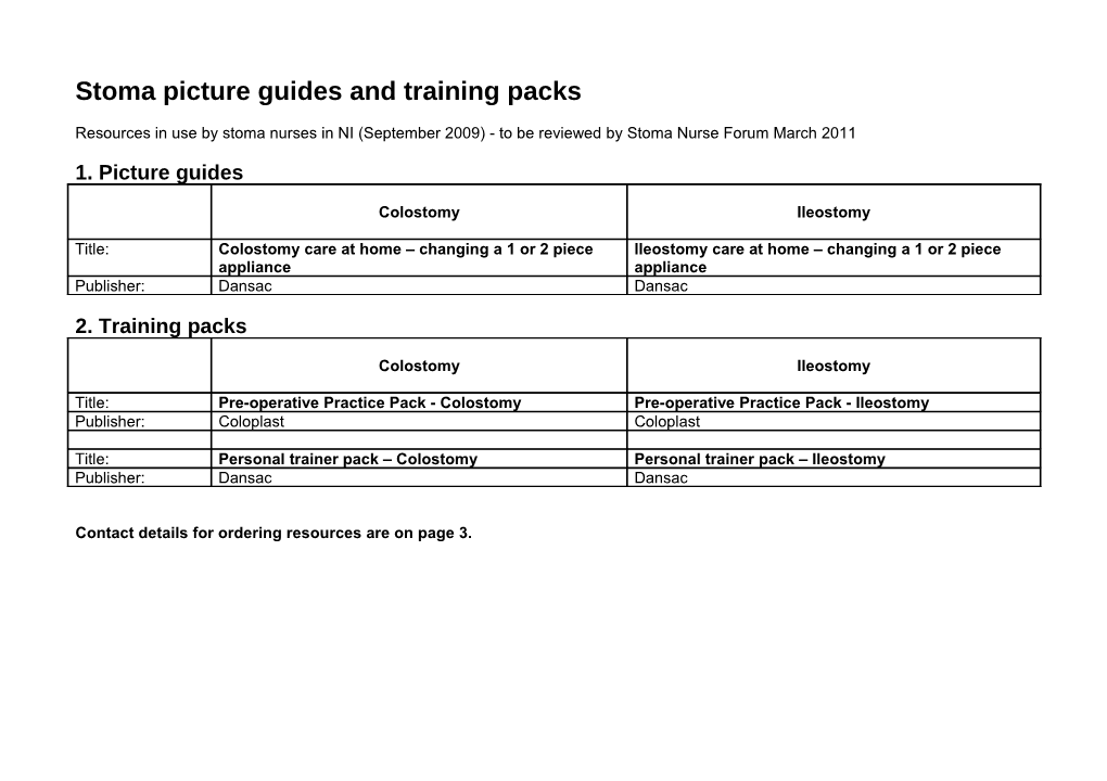 Stoma Picture Guides and Training Packs
