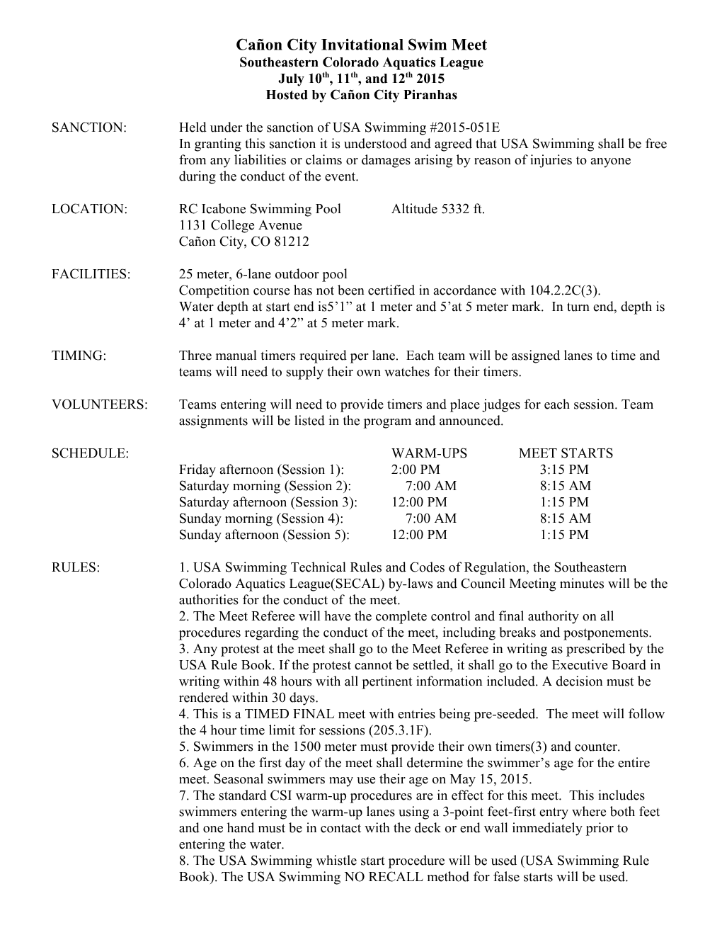 Southeastern Colorado Aquatics League