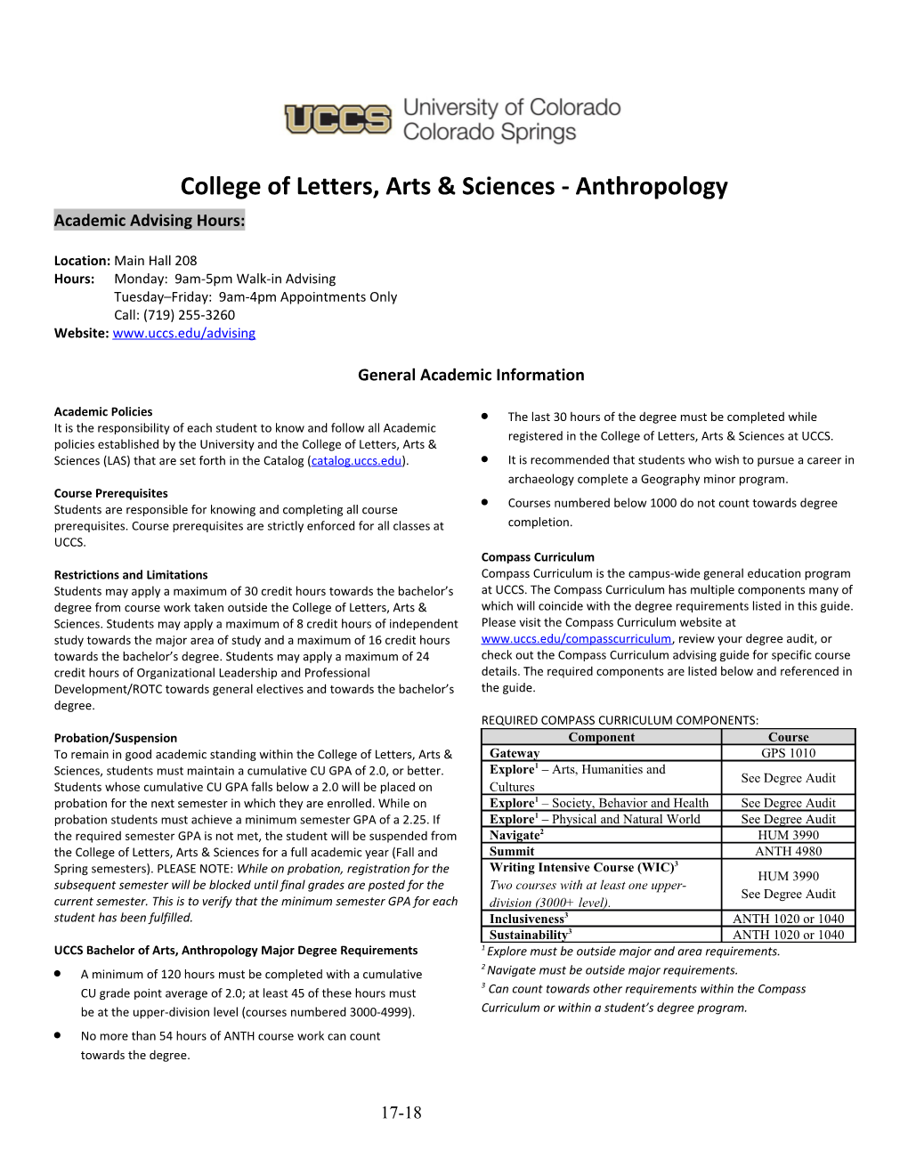 College of Letters, Arts & Sciences - Anthropology