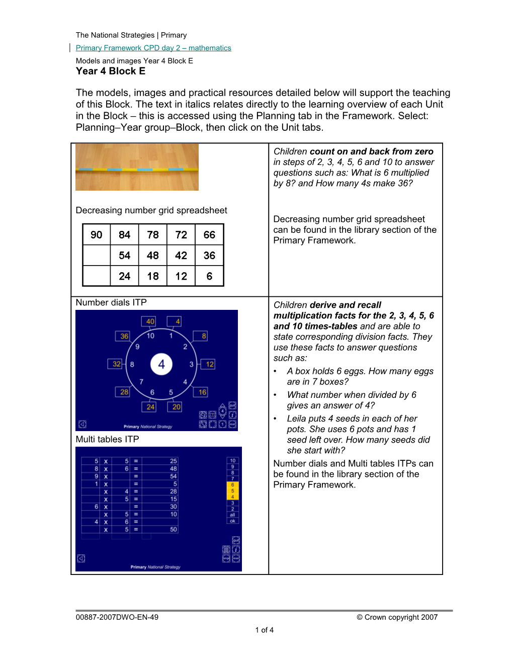 CPD2 Maths Models and Images Year 4 Block E