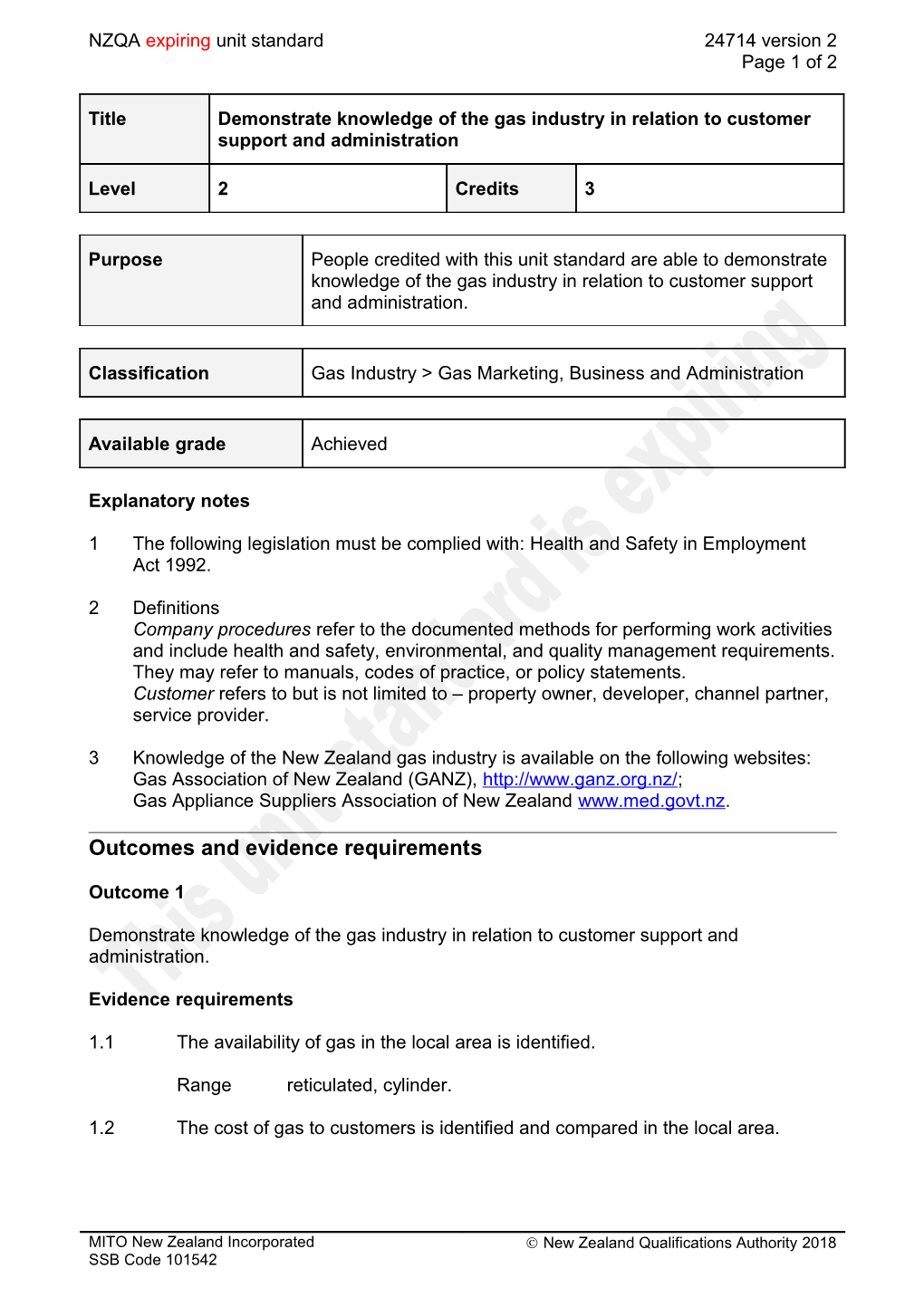 24714 Demonstrate Knowledge of the Gas Industry in Relation to Customer Support And