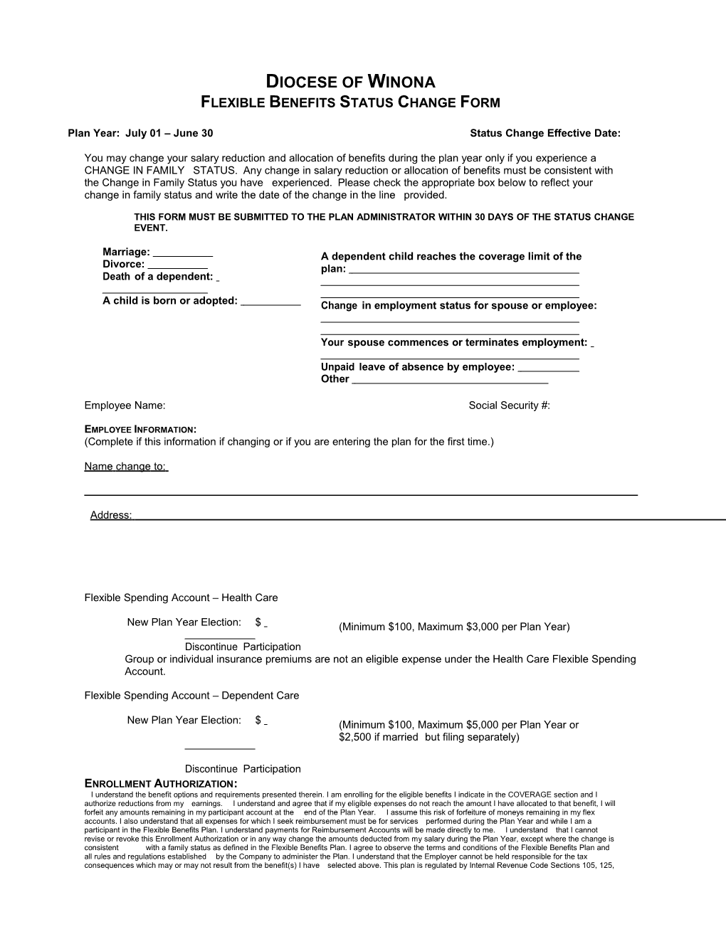 2007 Flex Change Form