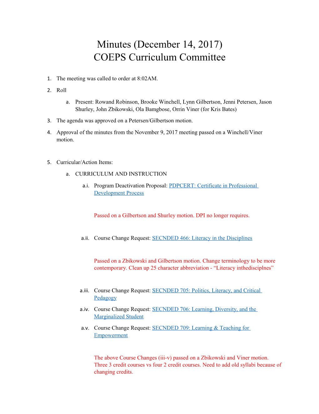 COEPS Curriculum Committee