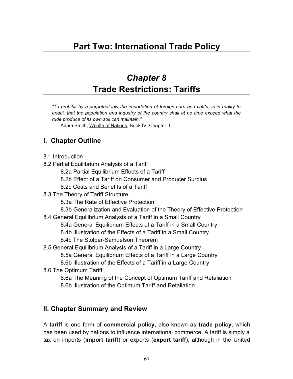Chapter 8 / Trade Restrictions: Tariffs