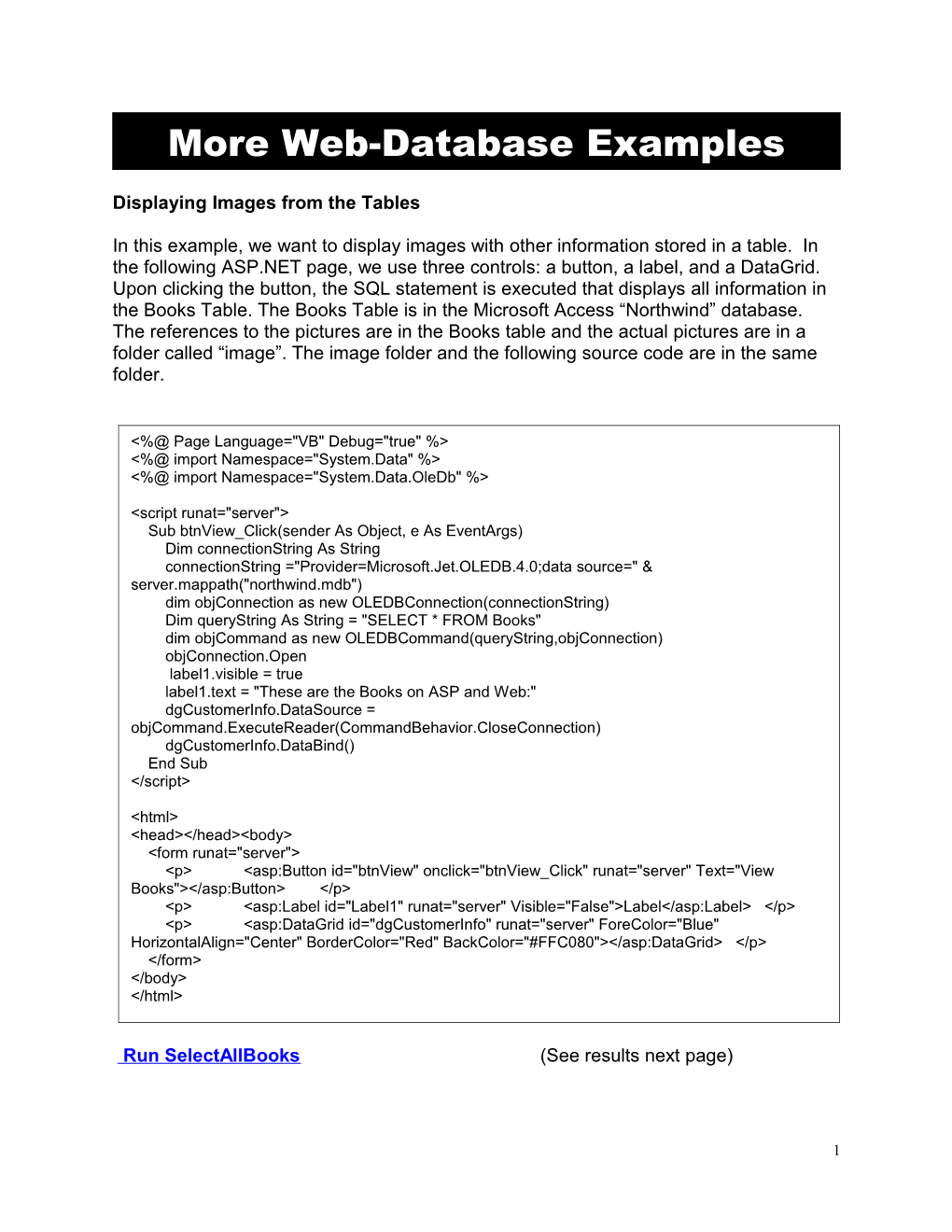 More Web-Database Examples