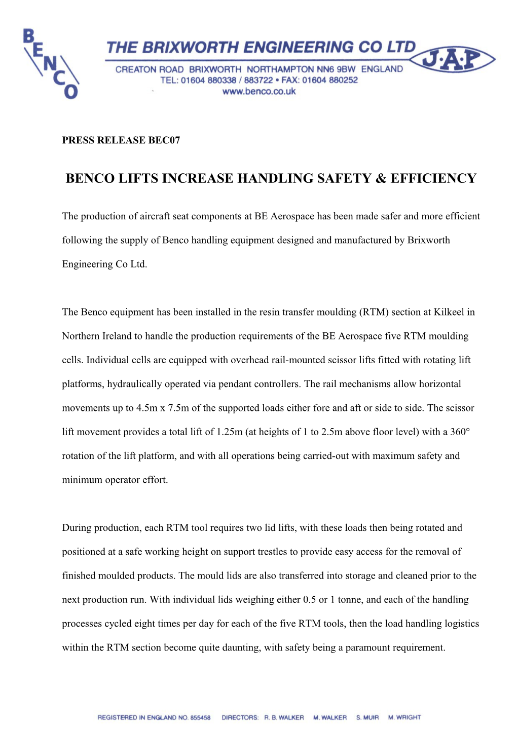Press Release Bec07 -The Brixworth Engineering Co Ltd (Page 1 of 3)