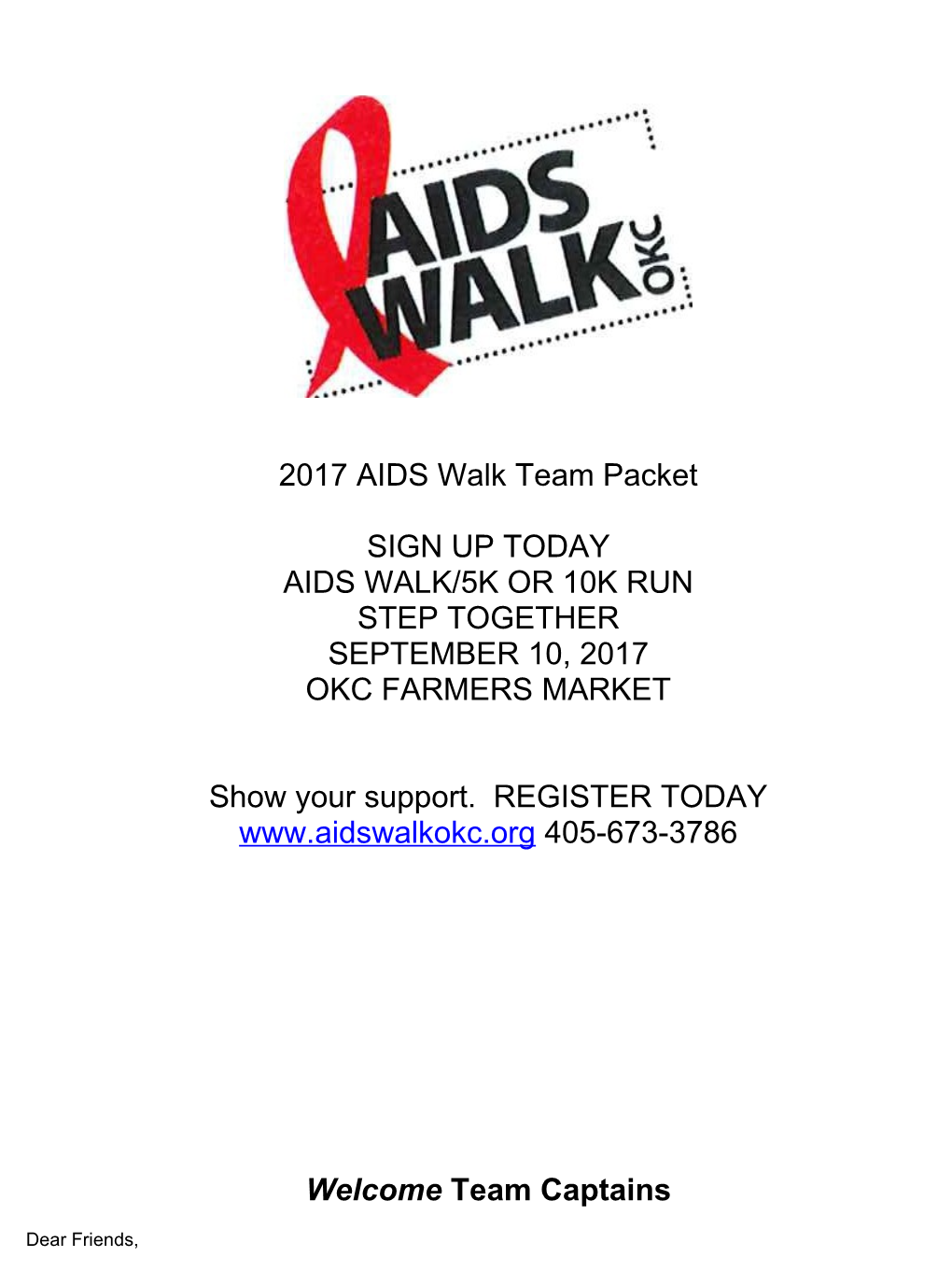2017 AIDS Walk Team Packet