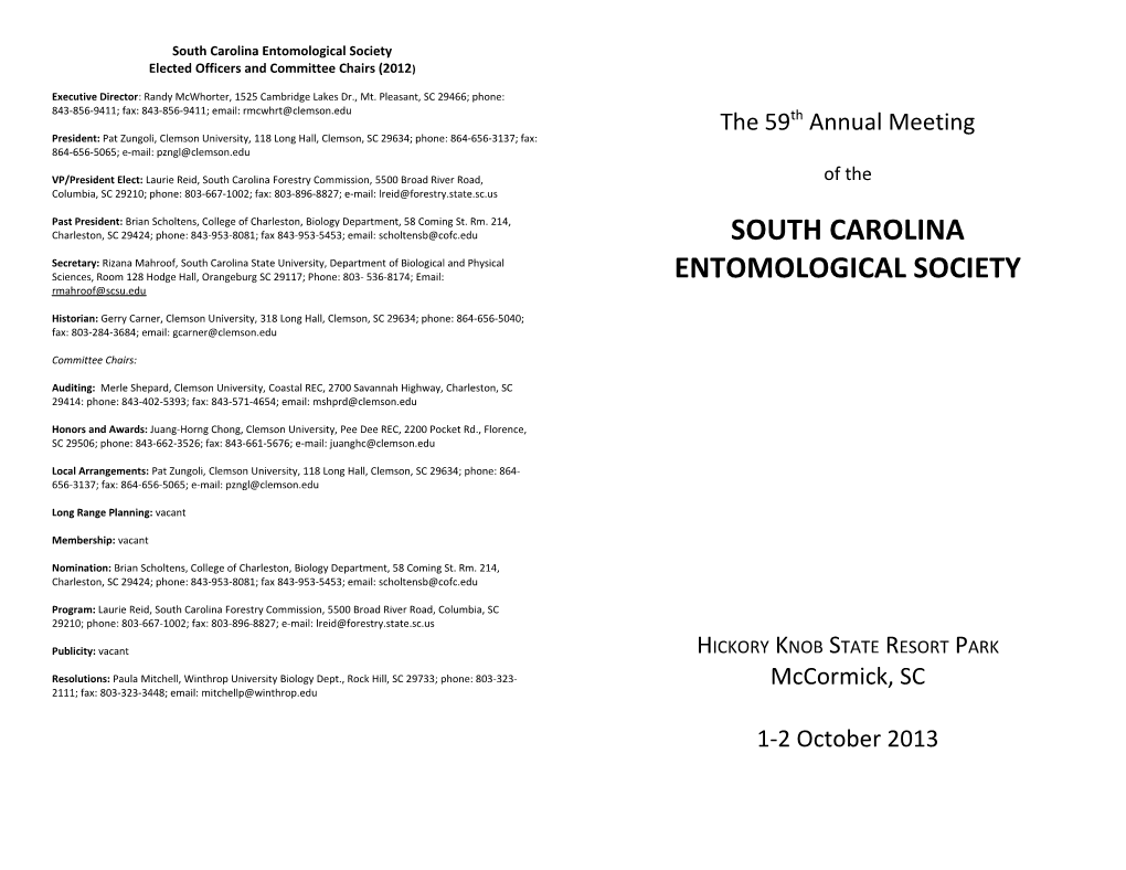 South Carolina Entomological Society