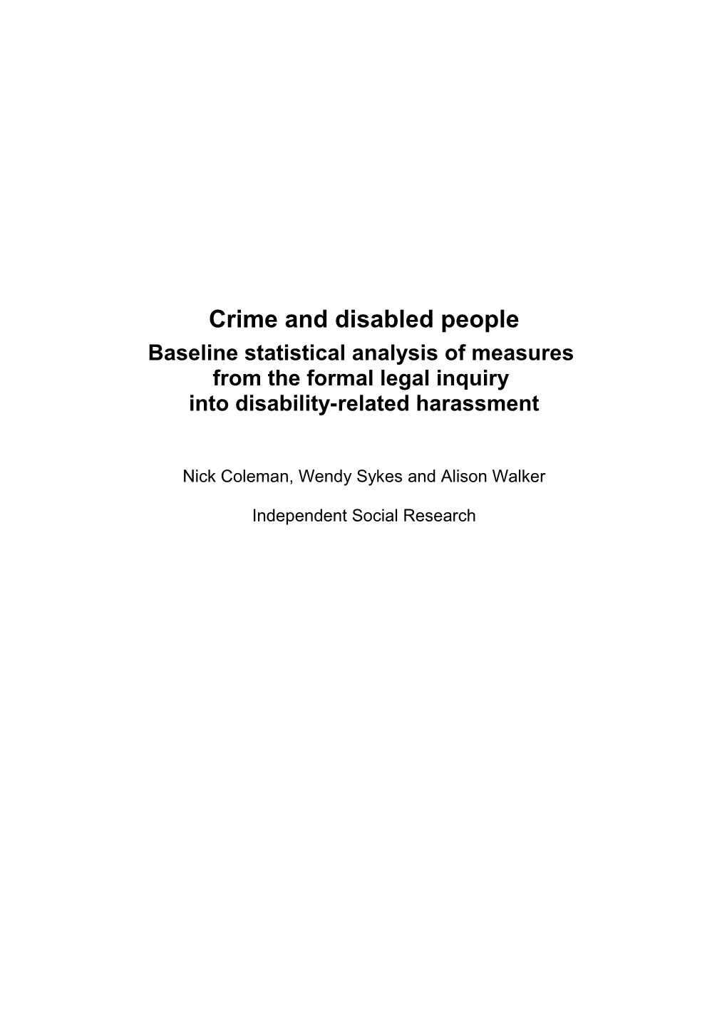 Crime and Disabled People