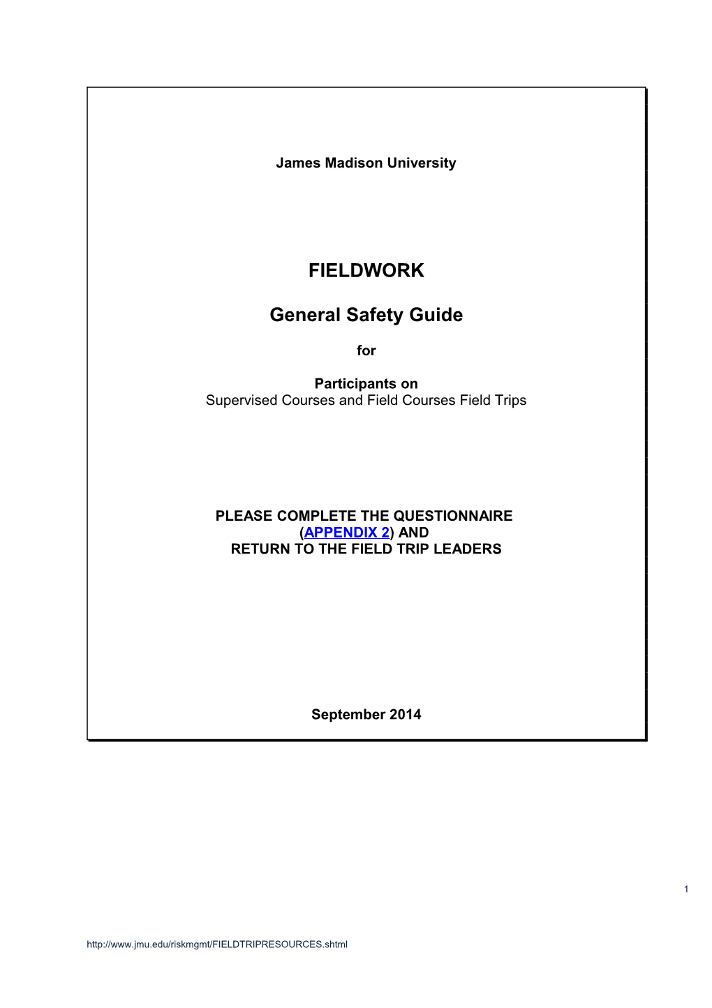 Fieldwork - General Safety Code