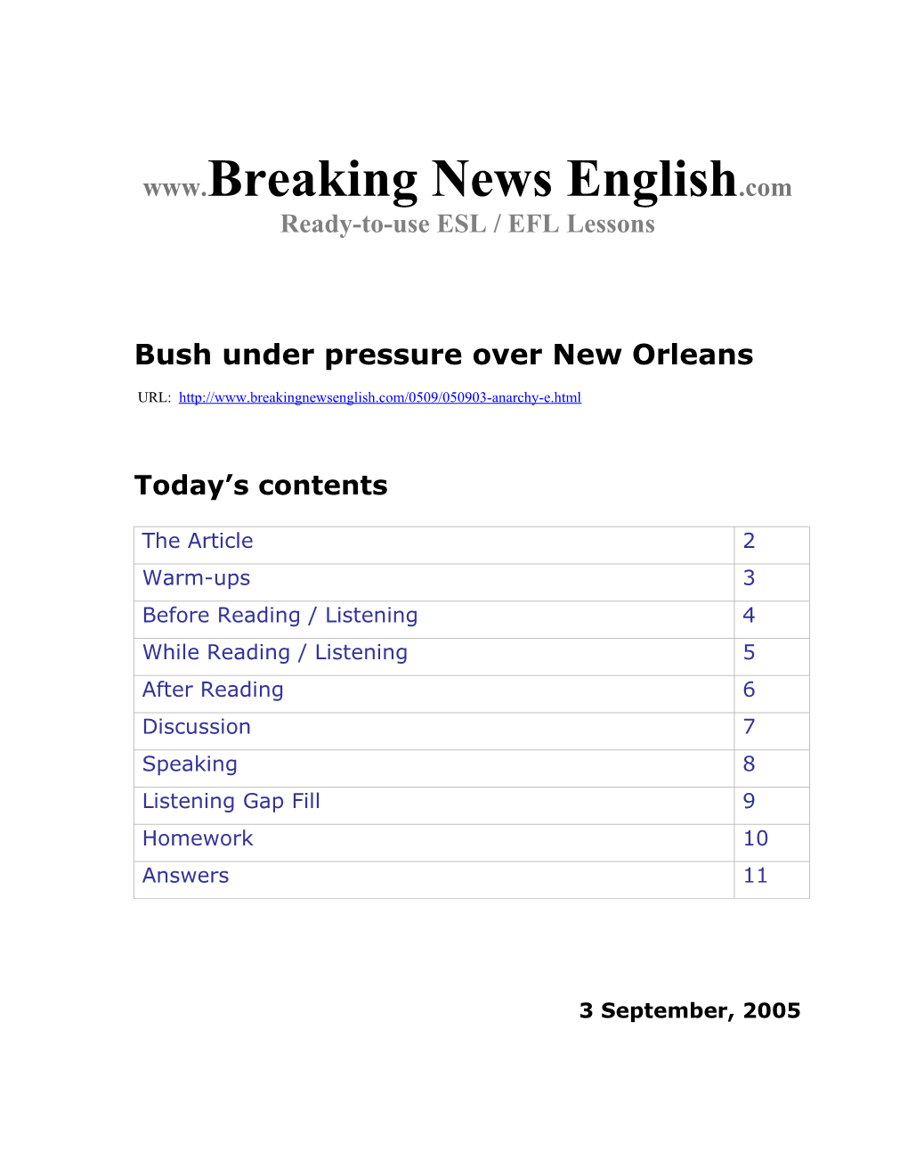 Bush Under Pressure Over New Orleans