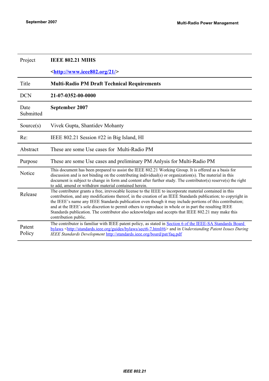 Multi-Radio Power Management