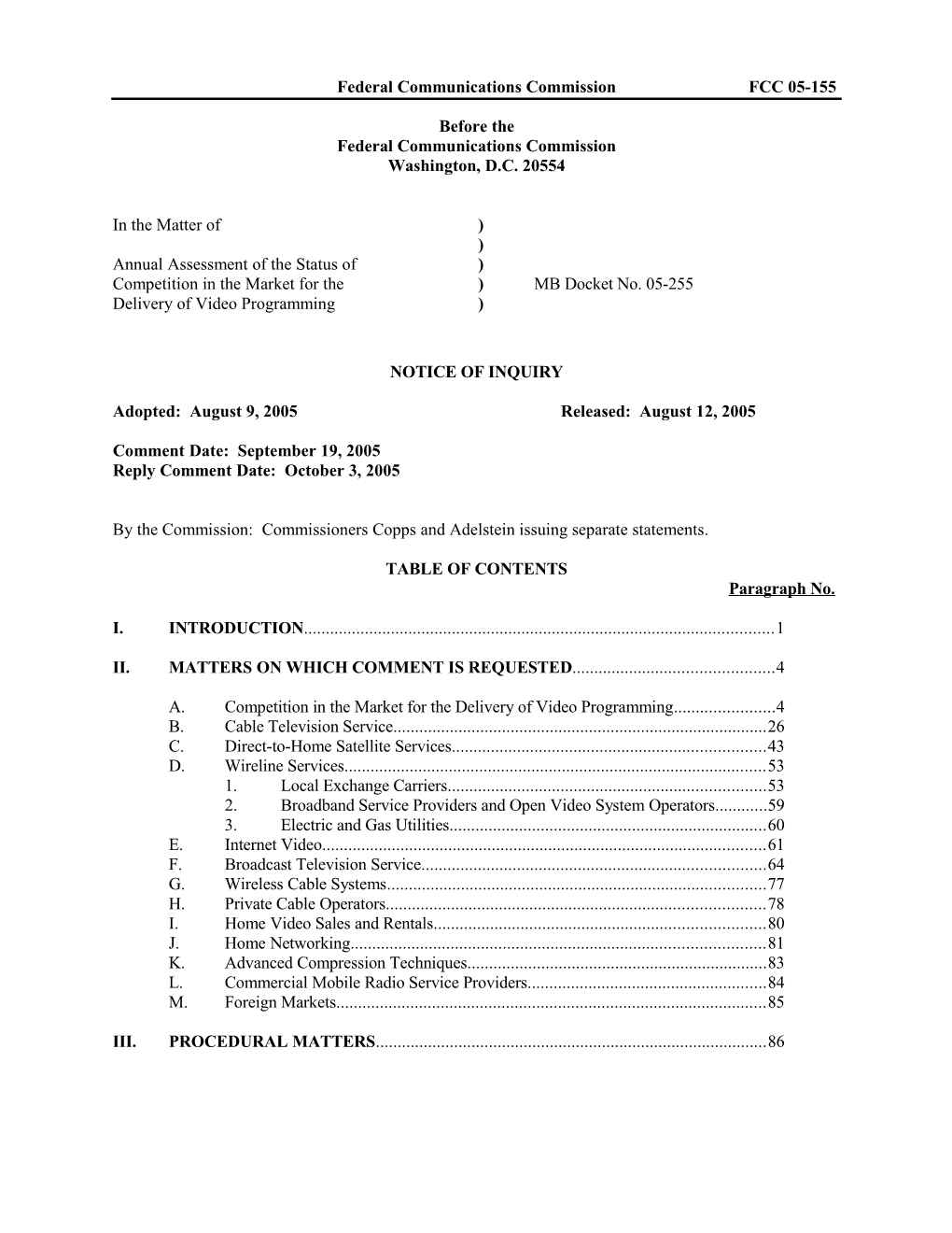 Federal Communications Commissionfcc 05-155