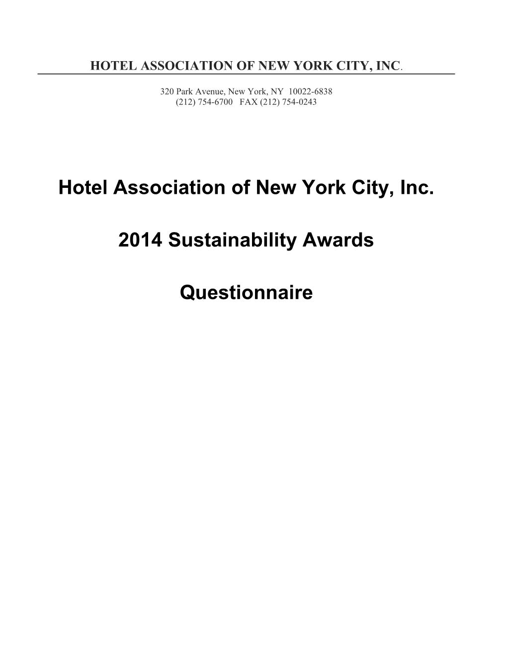 Hotel Association of New York City, Inc