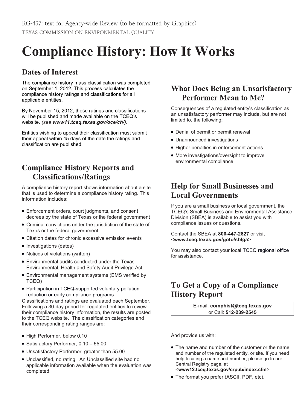 RG-457: Text for Agency-Wide Review (To Be Formatted by Graphics)