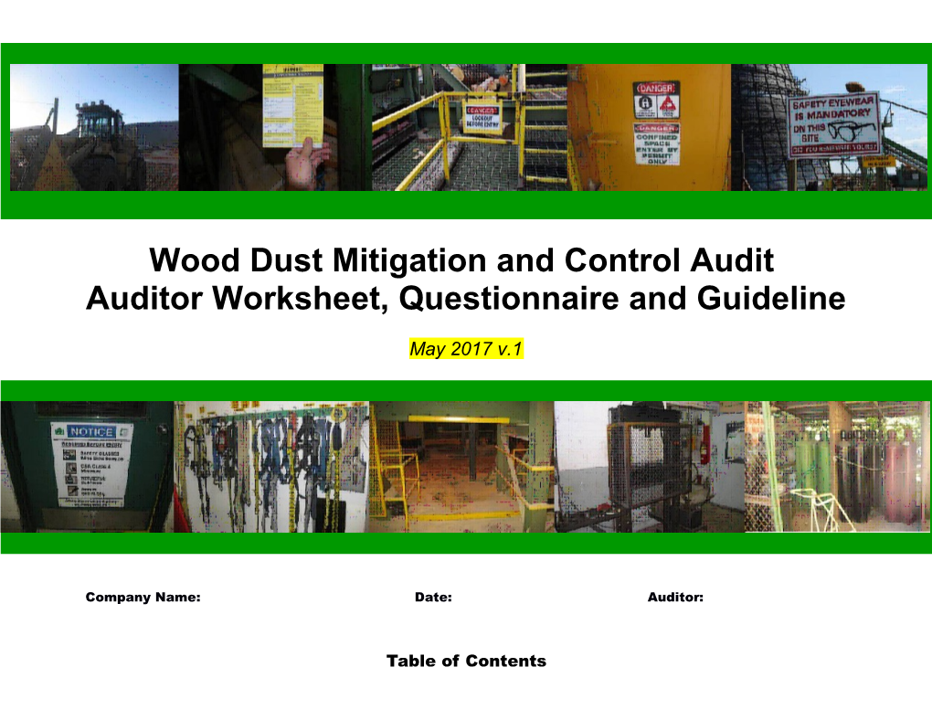 Wood Dust Mitigation and Control Audit Assessment Questionnaire