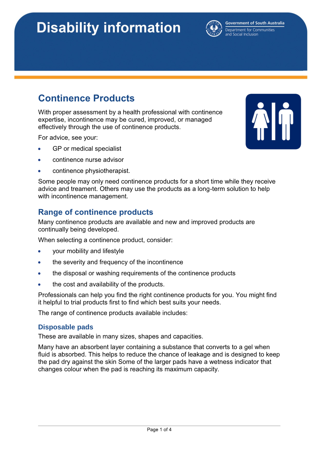 Continence Products