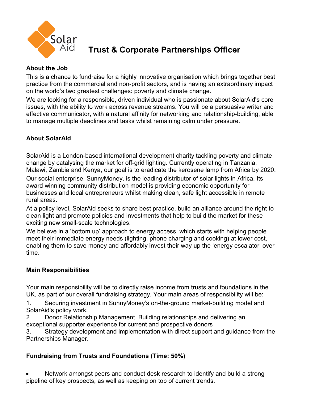 Trust & Corporate Partnershipsofficer