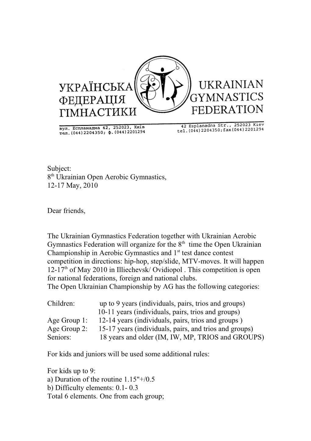 8Th Ukrainian Open Aerobic Gymnastics