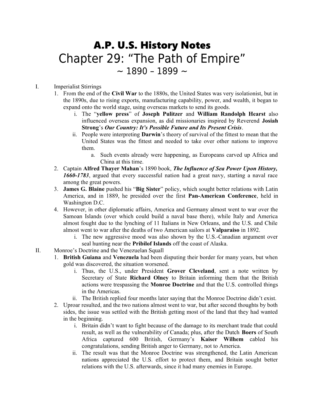 Chapter 29: the Path of Empire