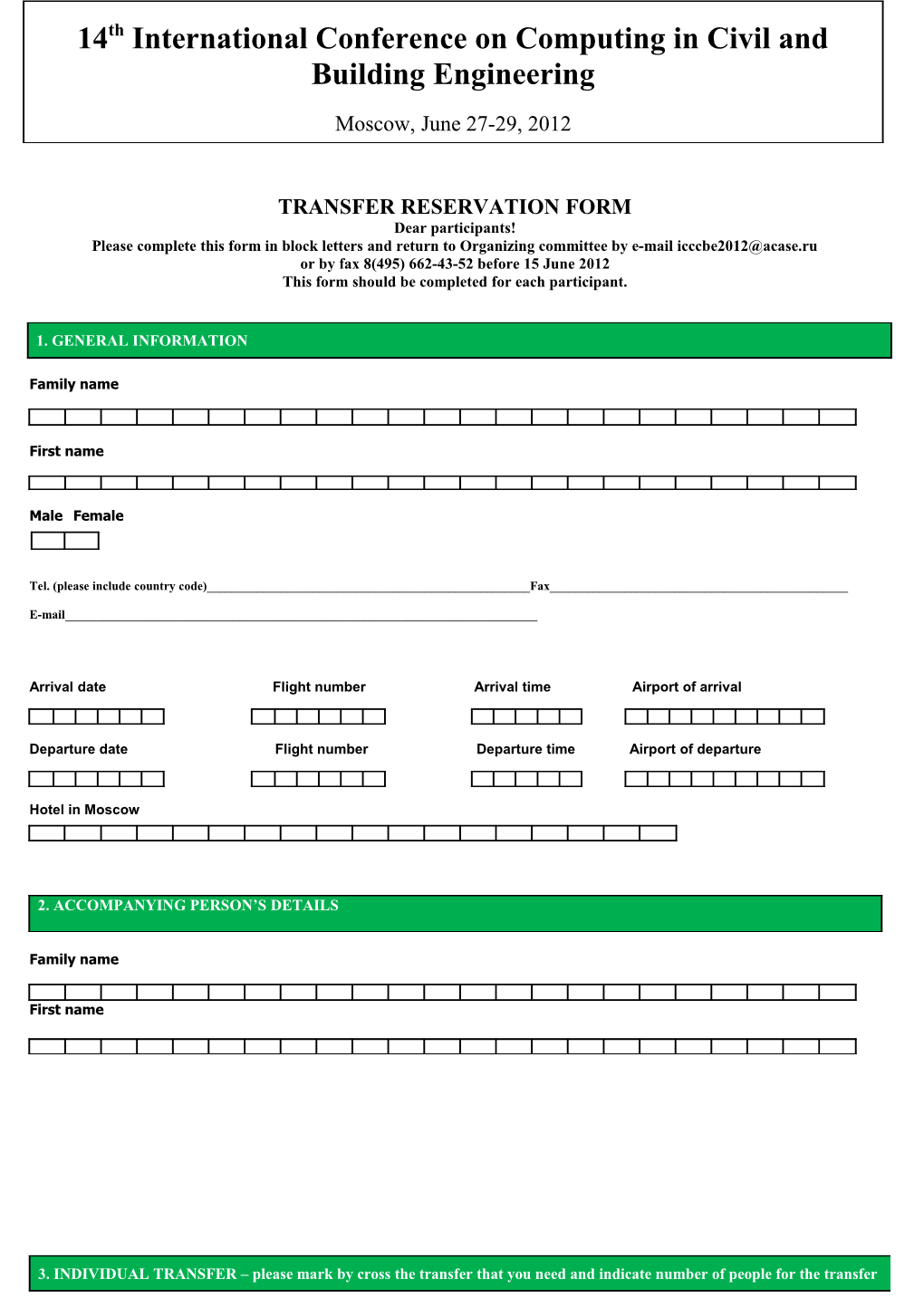 Application Form for Hotel and Tour Reservation