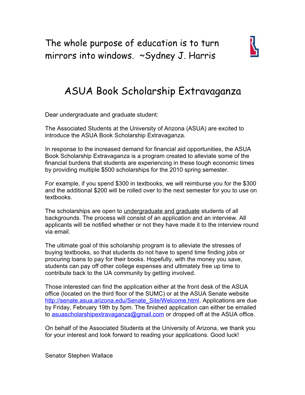 ASUA Book Scholarship Extravaganza