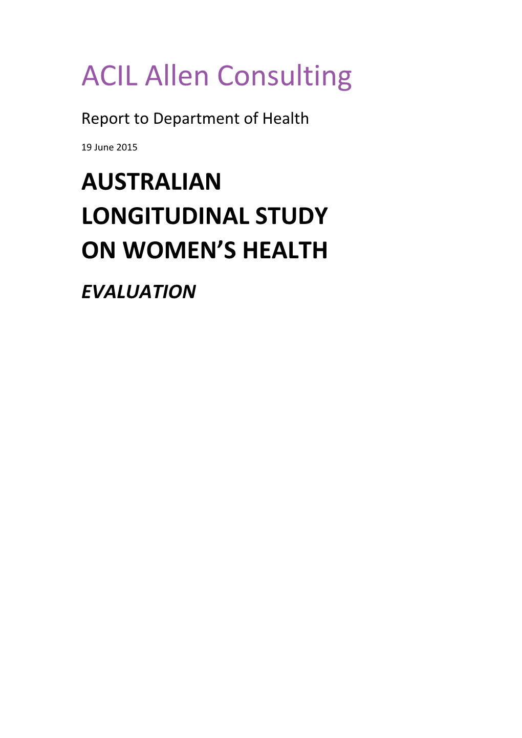 Australian Longitudinal Study on Women S Health