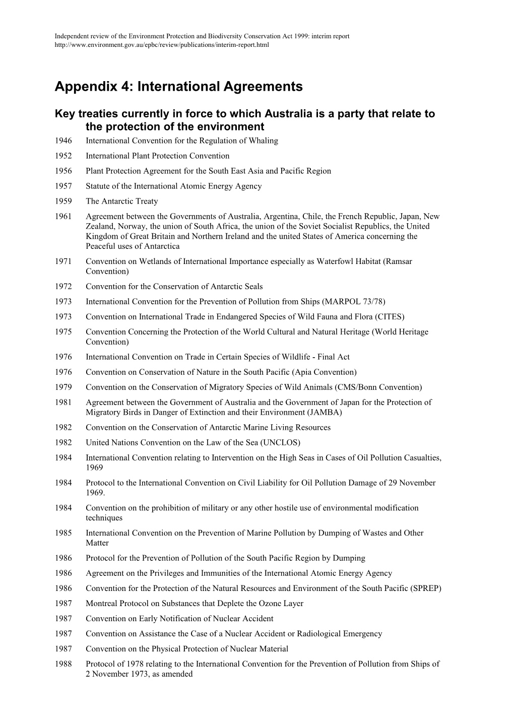 International Agreements (In: Independent Review of the Environment Protection and Biodiversity