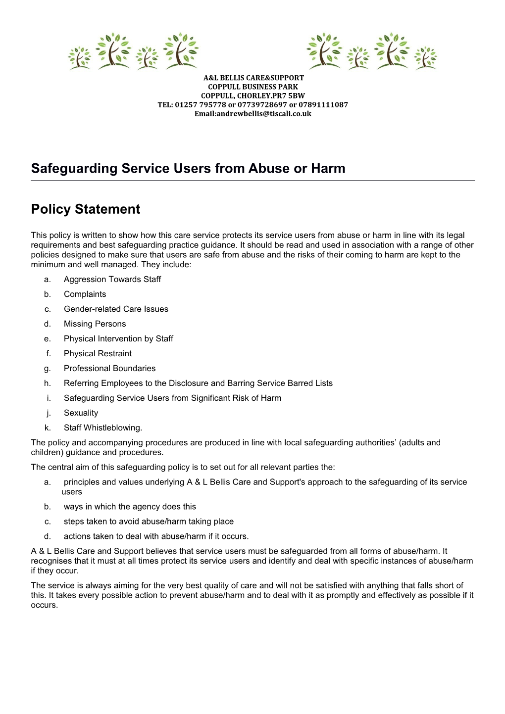 Safeguarding Service Users from Abuse Or Harm