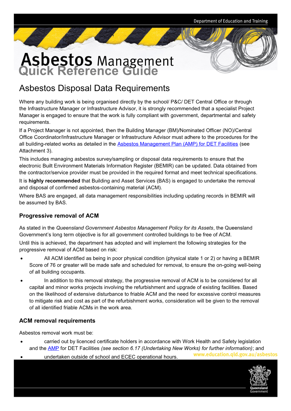 Asbestos Disposal Data Requirements