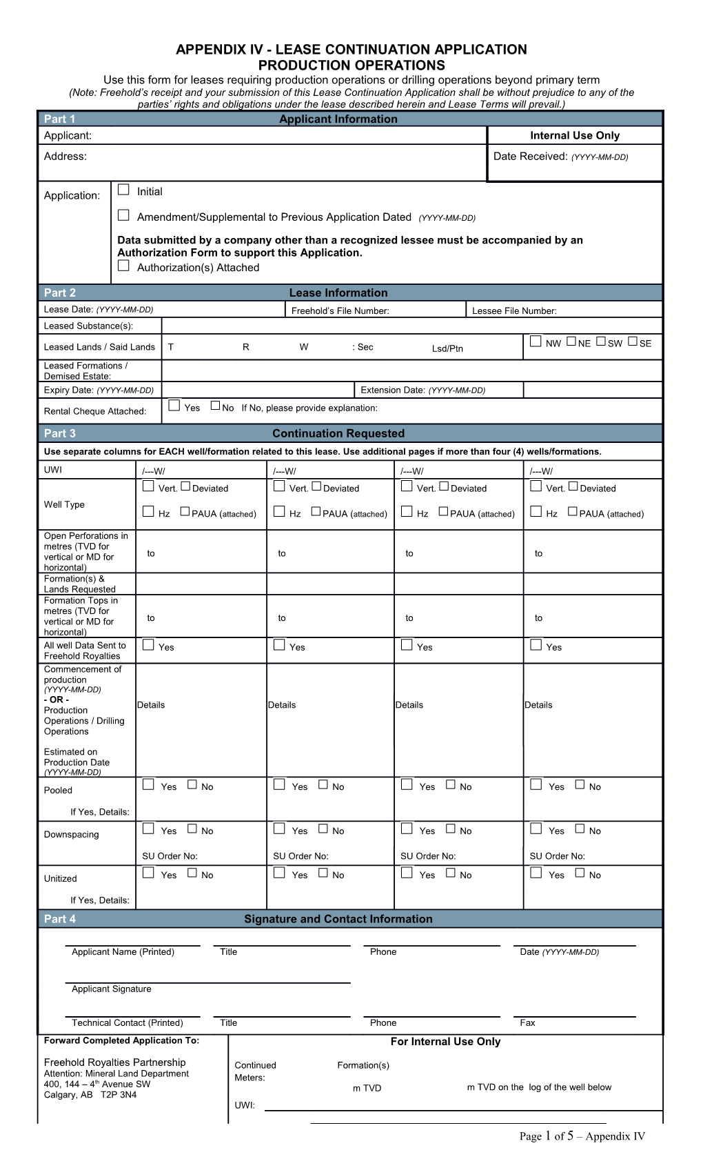 Appendix Iv - Lease Continuation Application