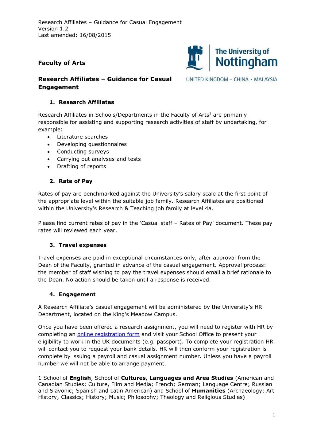 Research Affiliate - Guidance 2014-15