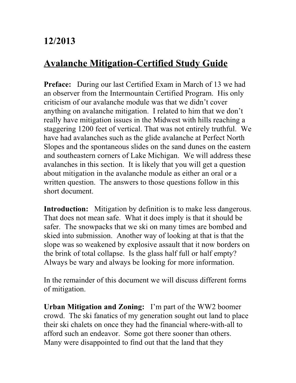 Avalanche Mitigation-Certified Study Guide