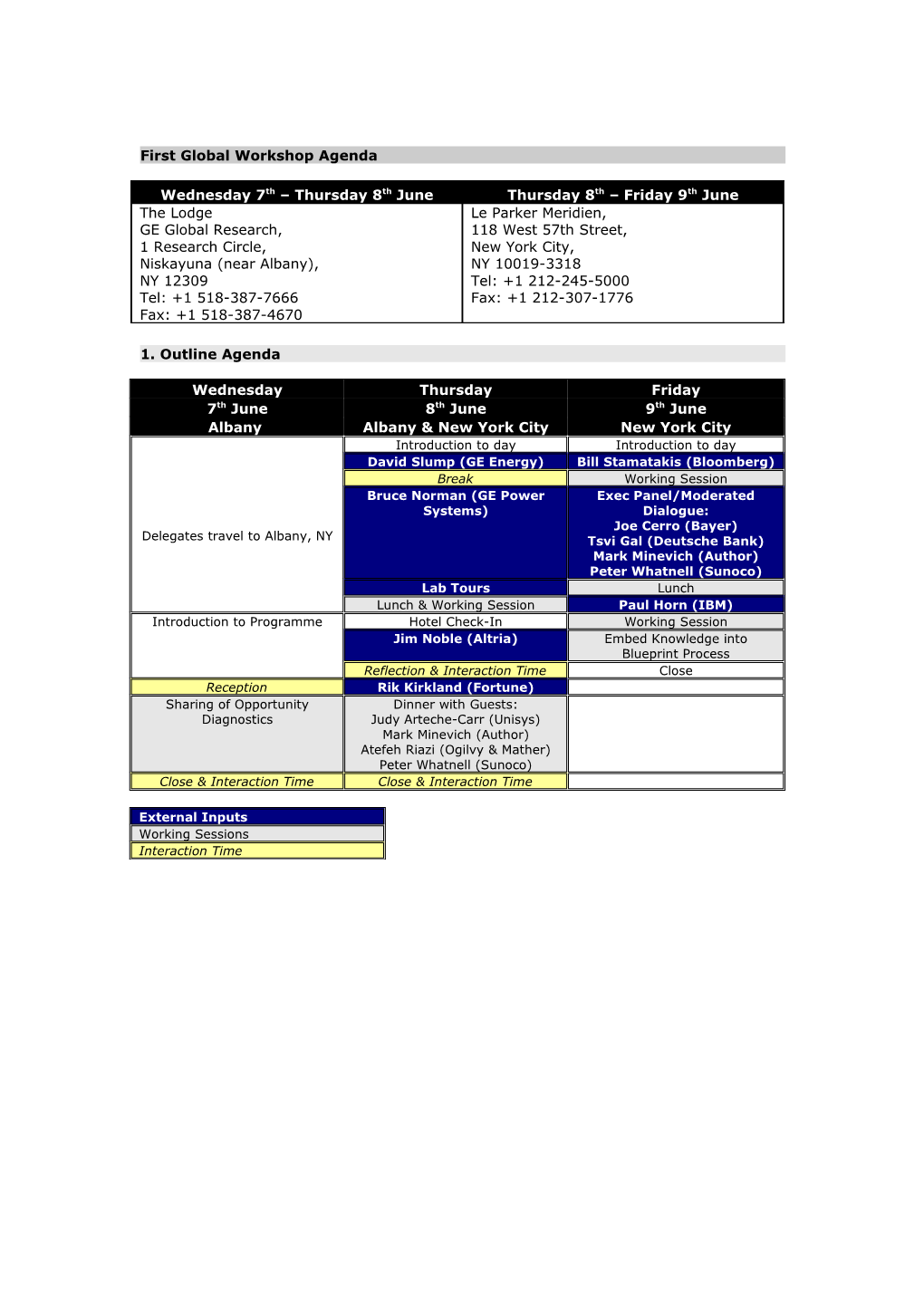 New York Study Mission Agenda