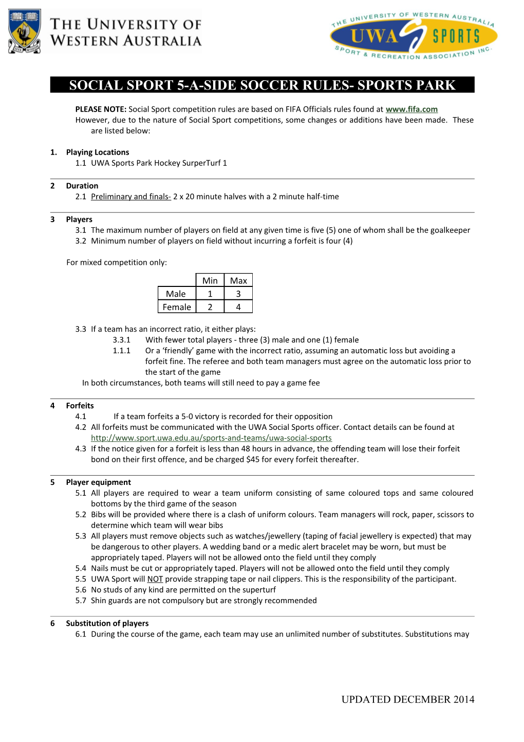 Social Sport 5-A-Side Soccer Rules- Sports Park