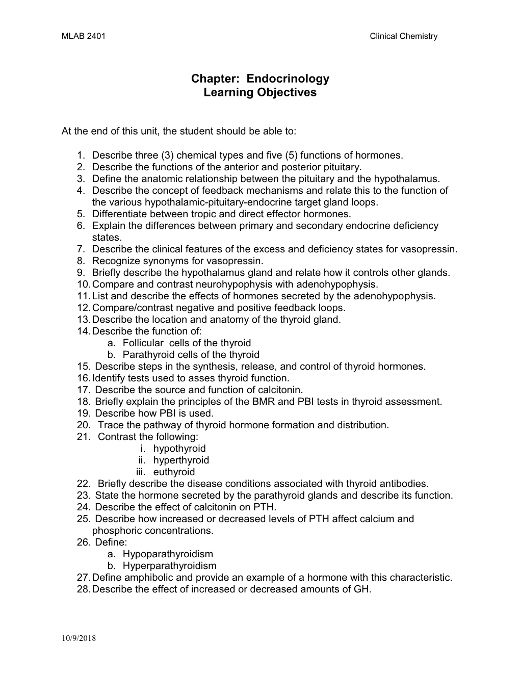 Chapter: Endocrinology