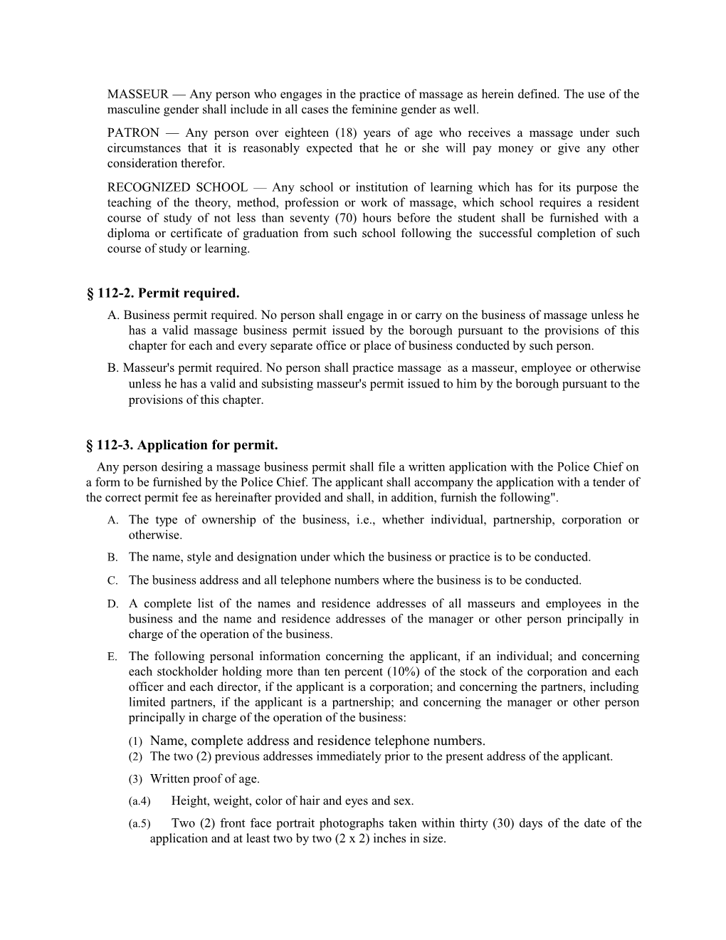 112-4. Application for Masseur's Permit