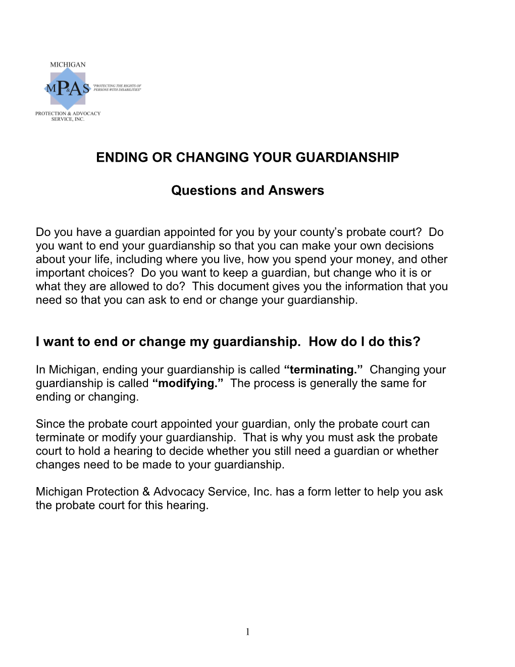 Terminating Or Modifying Your Guardianship