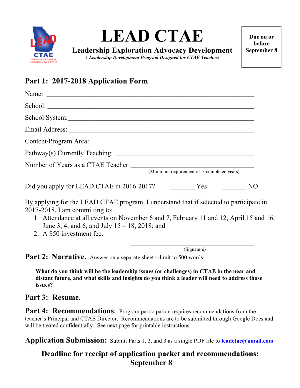 Part 1: 2017-2018 Application Form