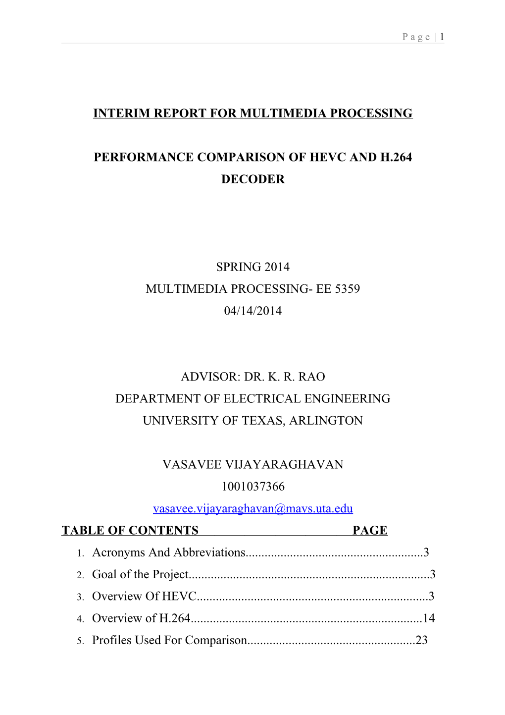 Interim Report for Multimedia Processing